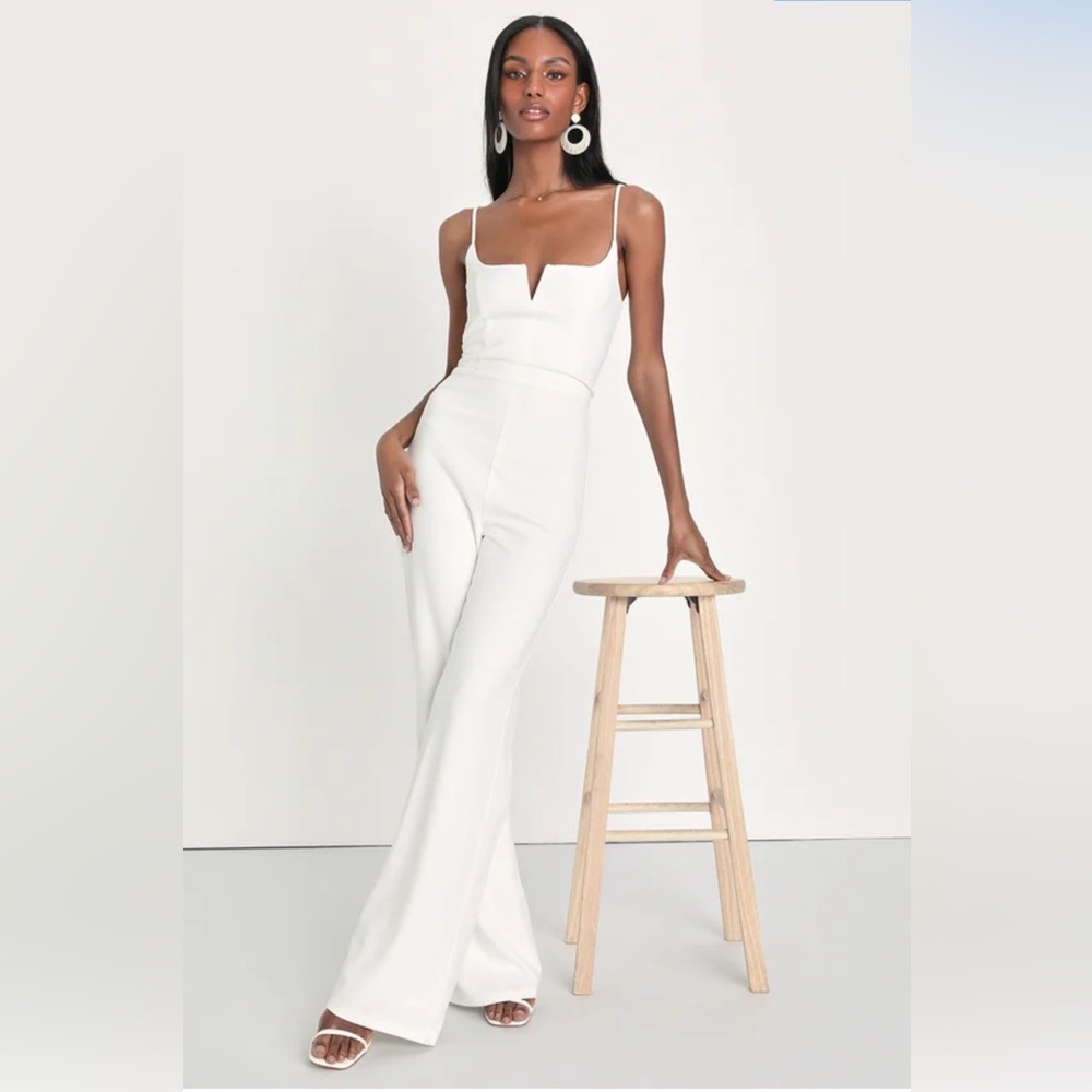 Cheer’s to Chic Ivory Sleeveless Wide-Leg Jumpsuit